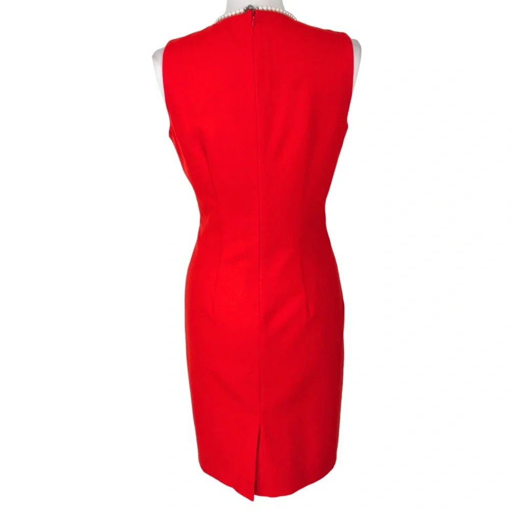 Calvin Klein Orange Red Front Zipper Sleeveless Pockets Sheath Midi Dress 10 - Picture 12 of 16